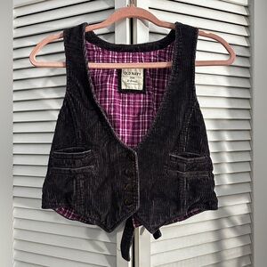 Old Navy Corduroy Vest with Plaid Lining